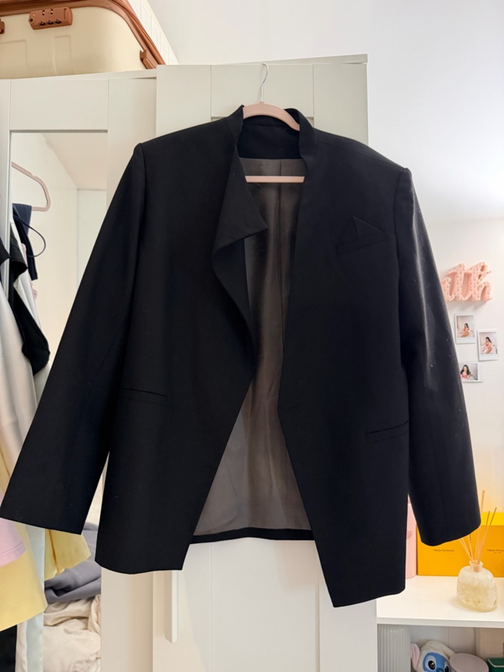 Women's Black Open-Front Blazer Jacket